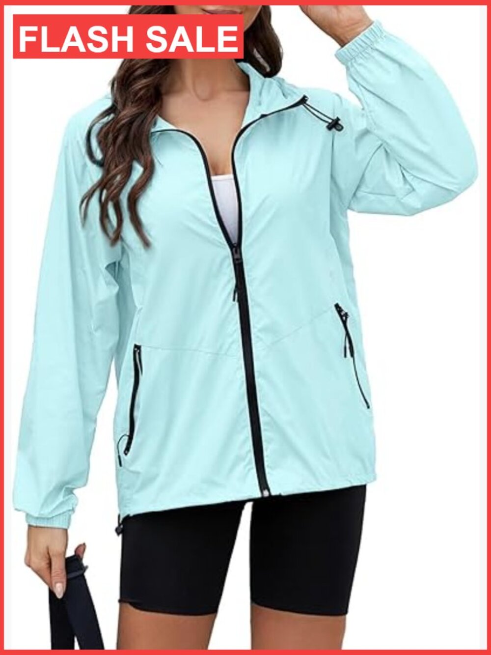 Lightweight Packable Rain Jacket with Hood Waterproof Windbreaker